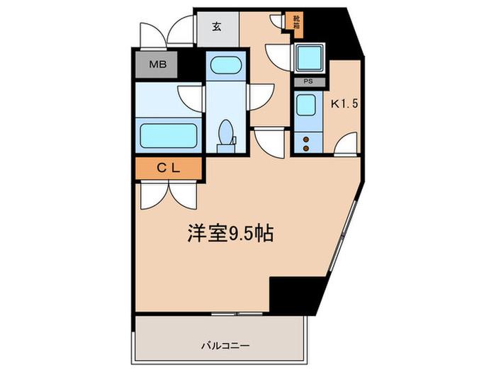 ヒルサイド御殿山(1K/5階)の間取り写真