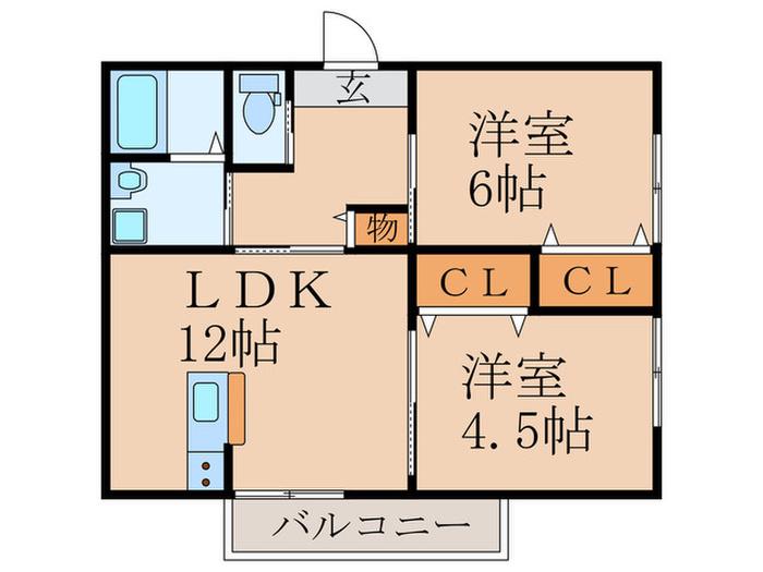 ライフステージクレストA棟(2LDK/2階)の間取り写真