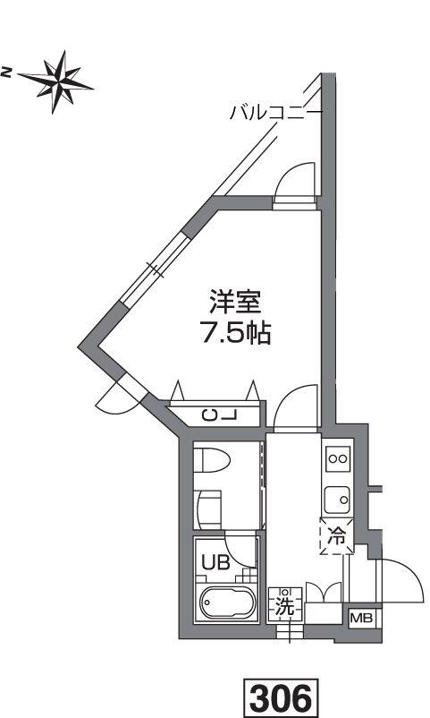 プライムアーバン烏山コート(1K/2階)の間取り写真