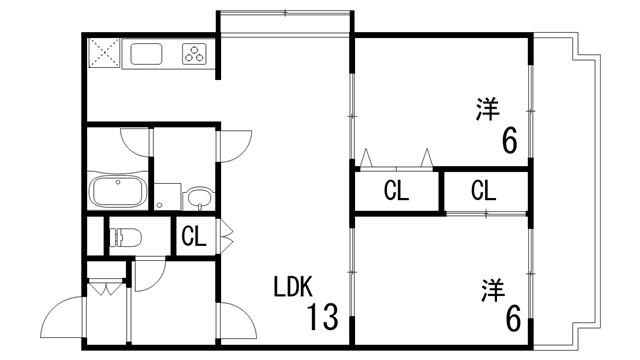 マノワール御影(2LDK/2階)の間取り写真