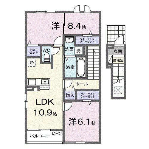 CAMELLIA1(2LDK/2階)の間取り写真