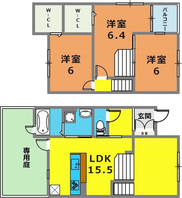 コージィコート(3LDK/1階)の間取り写真