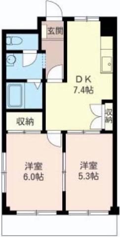 ウエストヒル(2DK/1階)の間取り写真