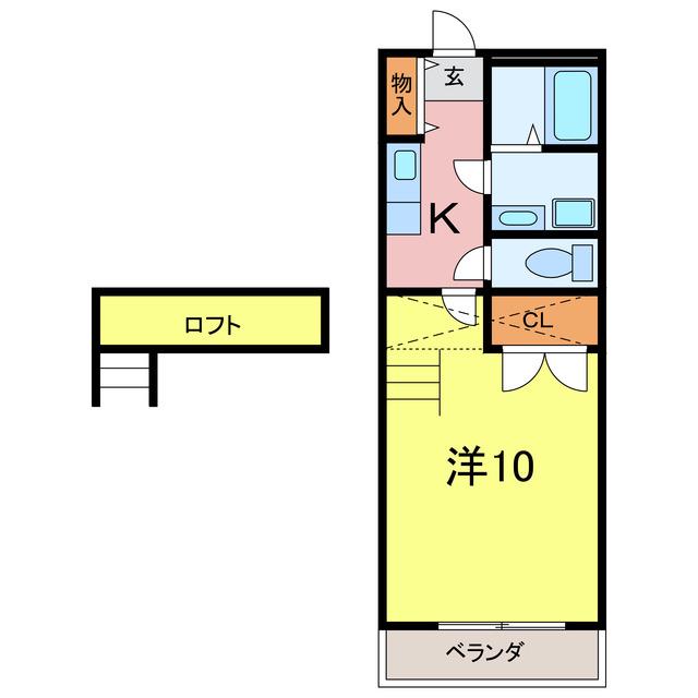 グリーンバード3(1SK/1階)の間取り写真
