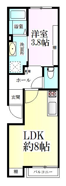 ラブリエ黒松(1LDK/2階)の間取り写真
