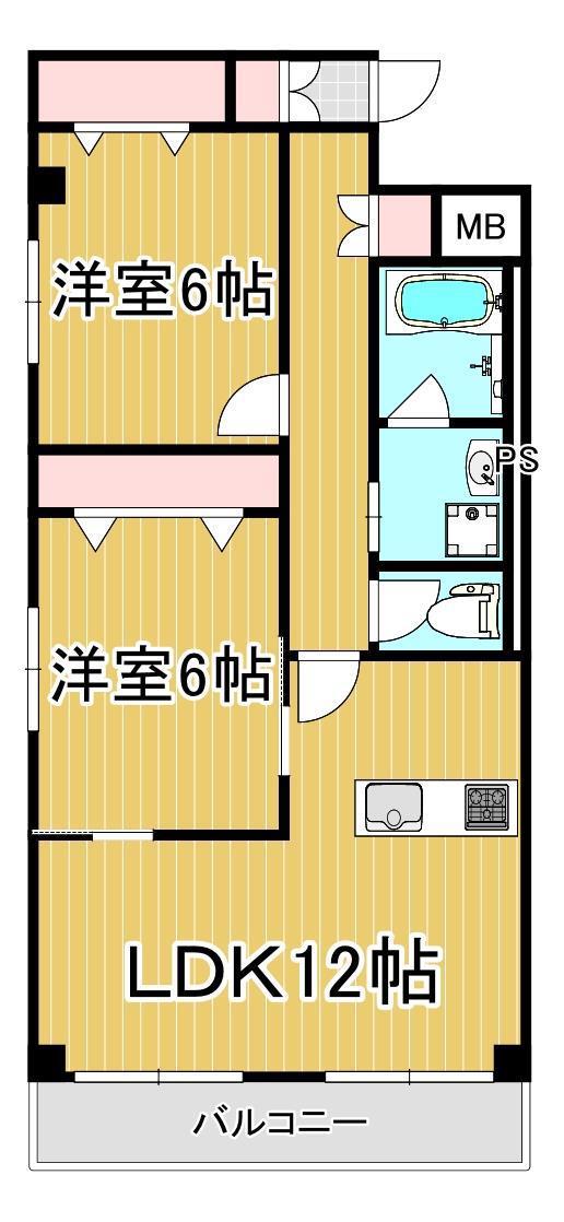 ルミエール(2LDK/2階)の間取り写真