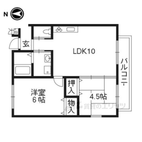 サニーフラット(2LDK/2階)の間取り写真