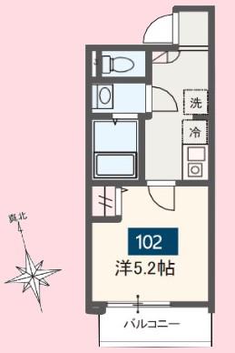 MELDIA戸田(1K/1階)の間取り写真