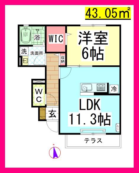DL蒼の杜 風 (1LDK/1階)の間取り写真