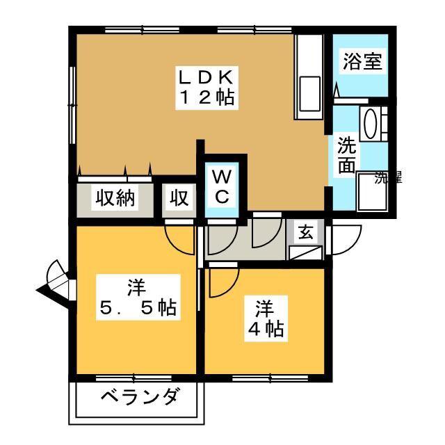 フレグランスKANEKO(2LDK/2階)の間取り写真
