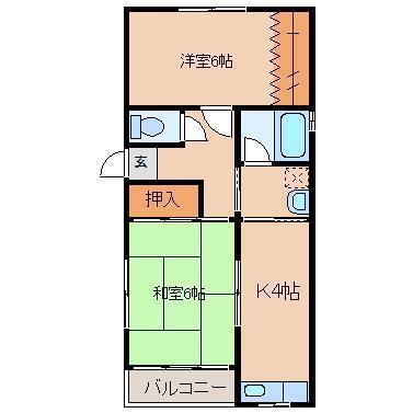 コーポサンセット77(2K/1階)の間取り写真