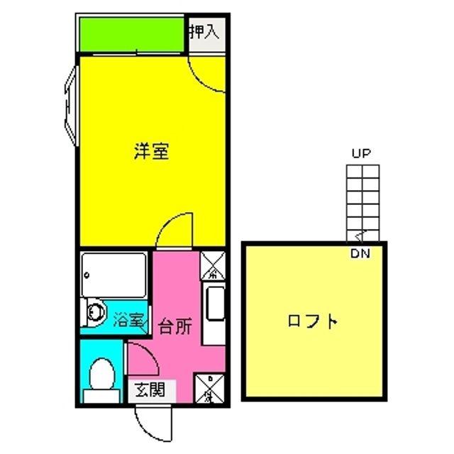 ステュディオ南福岡(1K/1階)の間取り写真