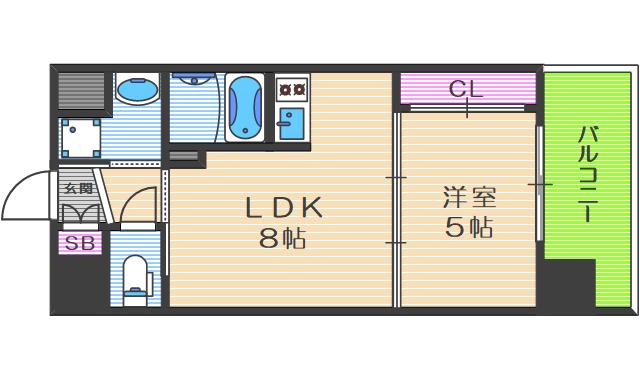 スワンズシティ中之島クロス(1LDK/12階)の間取り写真