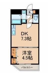 ビートル(1DK/2階)の間取り写真
