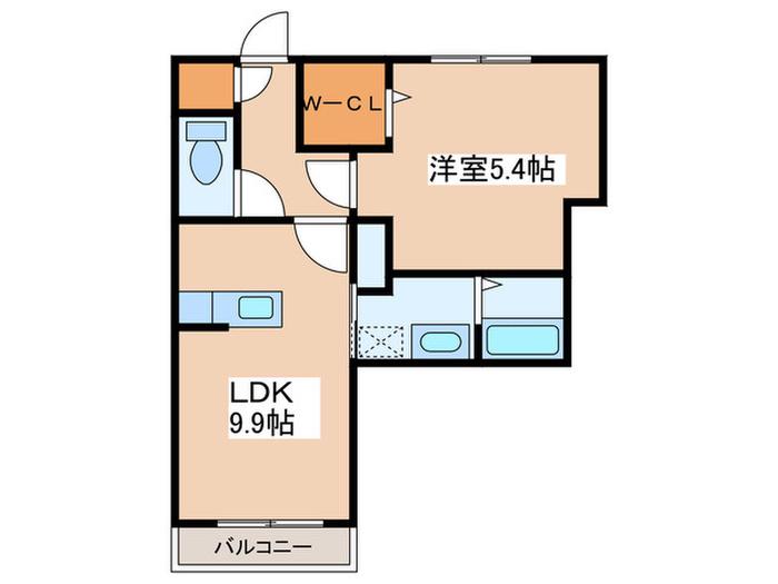 OSCAR BP(1LDK/2階)の間取り写真