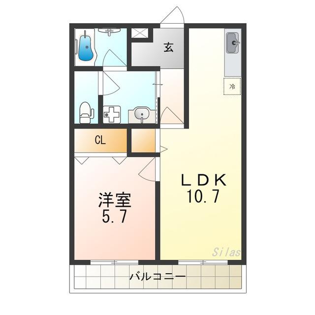 カンターレ鶯谷I番館(1LDK/2階)の間取り写真