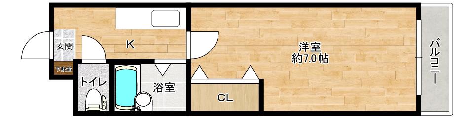 新都マンション(1K/1階)の間取り写真