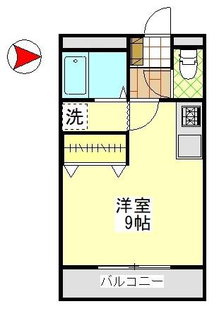 ウィステリアコート西中新田 III(ワンルーム/1階)の間取り写真