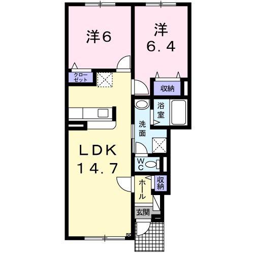 レジデンスAJ(2LDK/1階)の間取り写真
