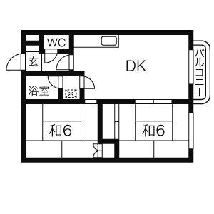 梅田マンション(2LDK/1階)の間取り写真
