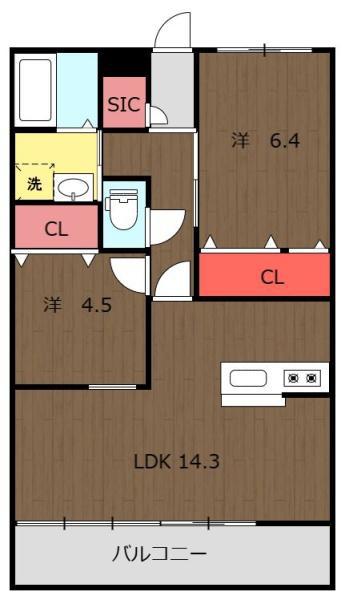 アルテマイスターイオ(2LDK/4階)の間取り写真