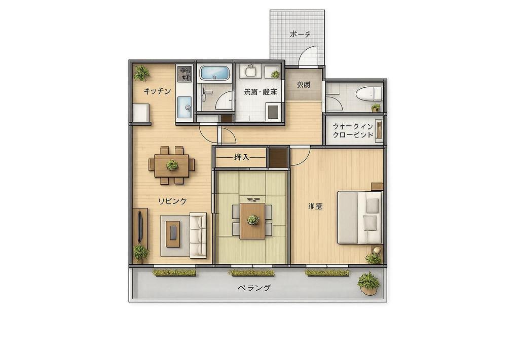 調布パークホームズ(2LDK/6階)の間取り写真