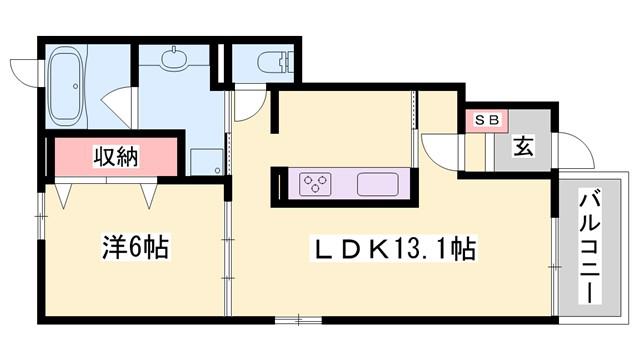 カーサ セレーナB(1LDK/1階)の間取り写真