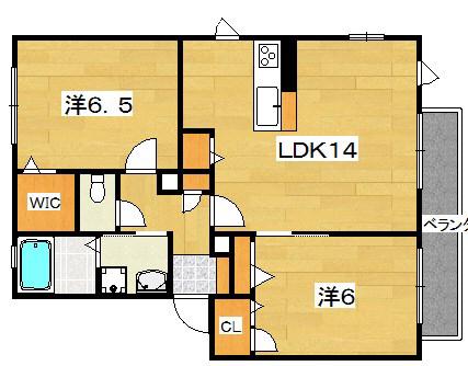 PRIM COURT A棟(2LDK/1階)の間取り写真