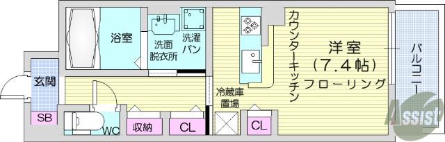レジデンス仙台泉(1K/2階)の間取り写真