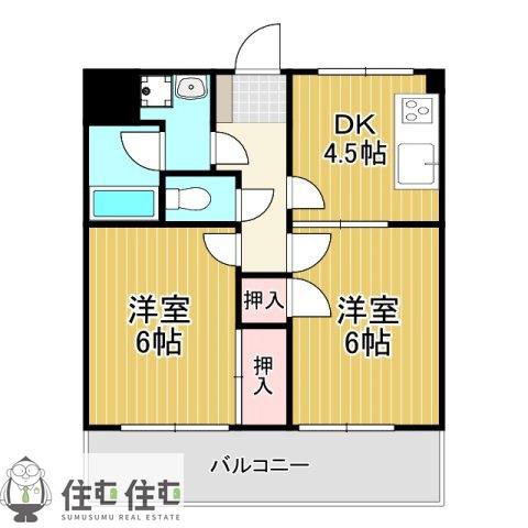 ノ-ブルライフムラマ(2DK/3階)の間取り写真