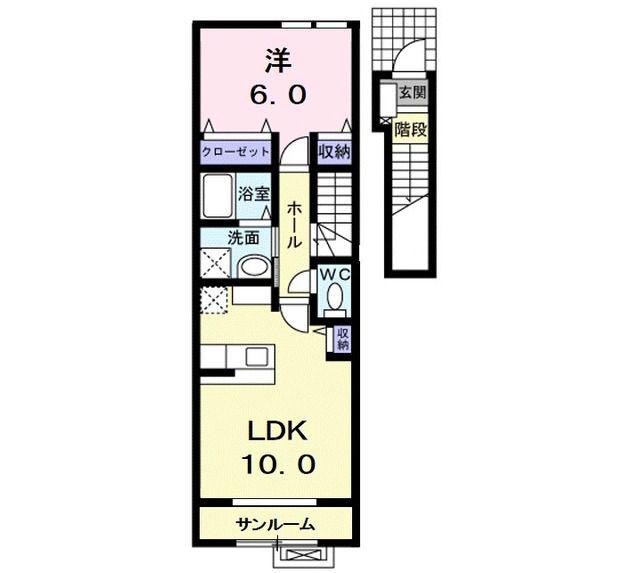 アルドール(1LDK/2階)の間取り写真