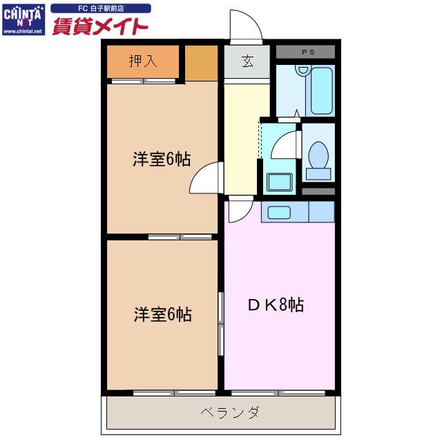 コーポラス須賀(2DK/1階)の間取り写真