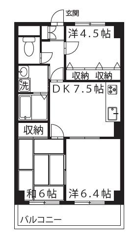 コートエレガンスK(3DK/4階)の間取り写真