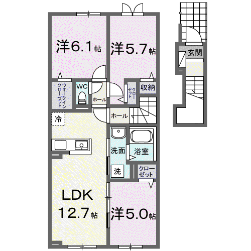 カーチス 203(3LDK/2階)の間取り写真