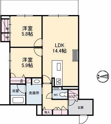 シャーメゾンステージ大島(2LDK/1階)の間取り写真