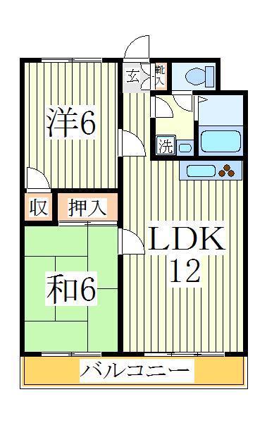 コーポ天子山NO1(2LDK/1階)の間取り写真
