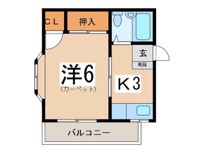 I・Sハイム(1K/2階)の間取り写真