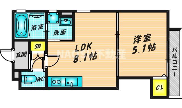 クリエオーレ吉田(1LDK/1階)の間取り写真