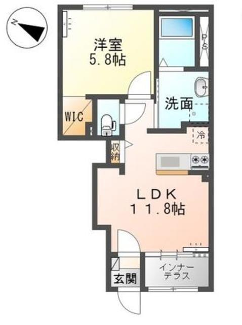 プラム ソラーレ(1LDK/1階)の間取り写真