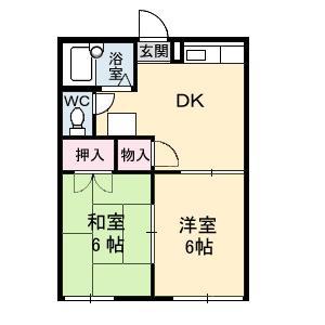 シティハイムホリイ(2DK/2階)の間取り写真