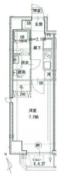 スマートヴィラ鶴見市場(1K/7階)の間取り写真