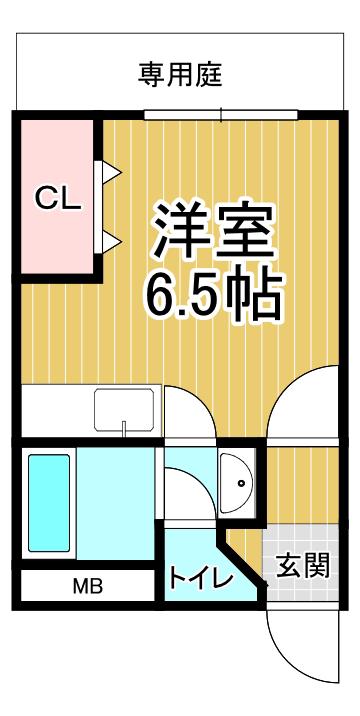 グレード山中1(ワンルーム/1階)の間取り写真
