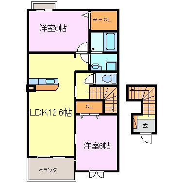 サンライズ(2LDK/2階)の間取り写真