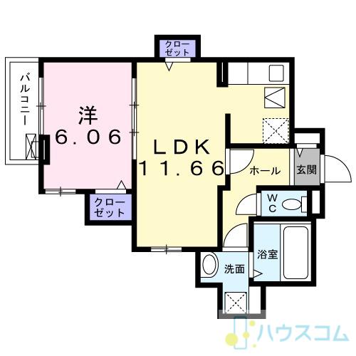 タウンハウスKK Ⅲ(1LDK/1階)の間取り写真