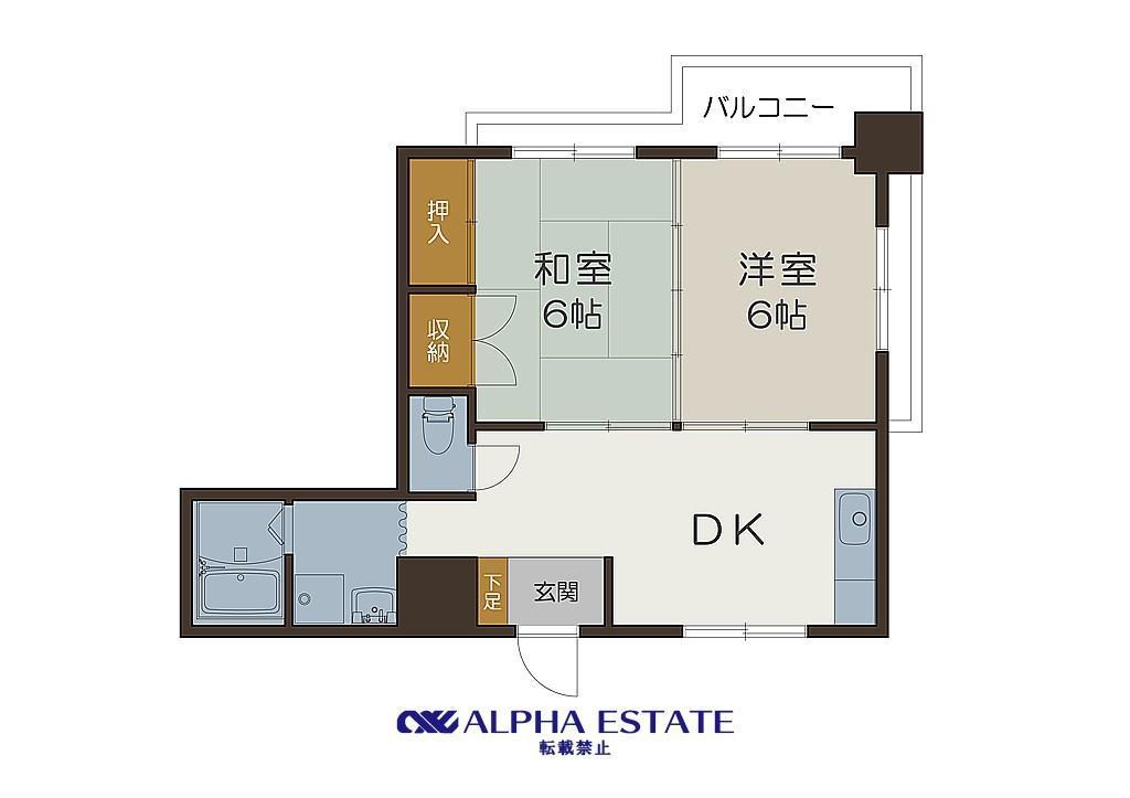Kフラット(2DK/3階)の間取り写真