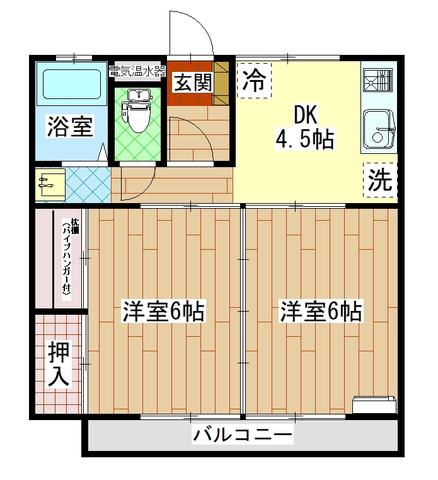 コーポクラシナ(2DK/2階)の間取り写真