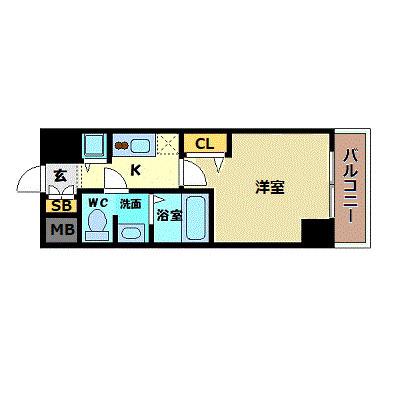 アクアプレイス天王寺II(1K/13階)の間取り写真