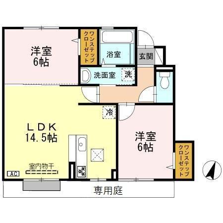 ソレイユM(2LDK/1階)の間取り写真
