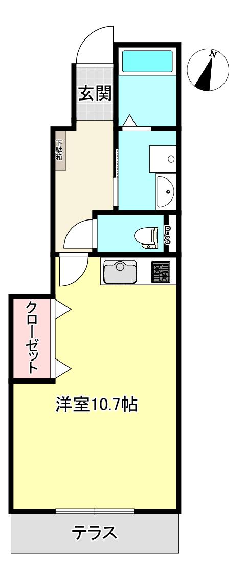 ロベリア(ワンルーム/1階)の間取り写真
