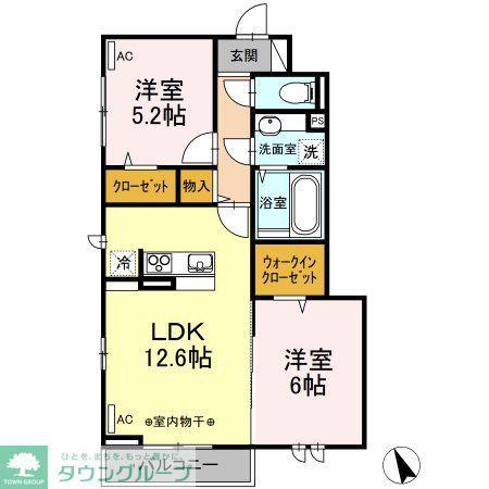 メゾン・ド・プリュネ(2LDK/3階)の間取り写真